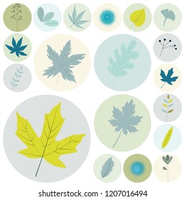 Set of flat design natural elements icons