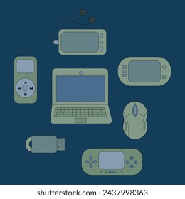 Set of flat design office equipment graphics
