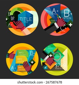 Conjunto de opciones de diseño plano concepto de infografía, etiquetas de círculo con manos