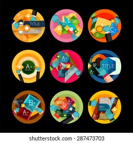 Conjunto de opciones de diseño plano concepto de infografía, etiquetas de círculo con manos