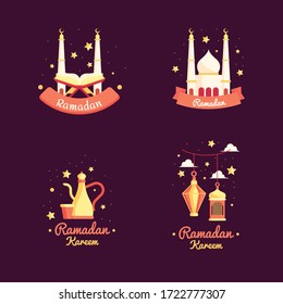 Set von flachen Design ramadan kareem Abzeichen / Etiketten
