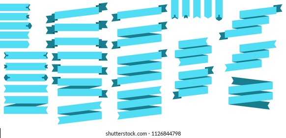 Set of flat design ribbons. Isolated vector graphic.