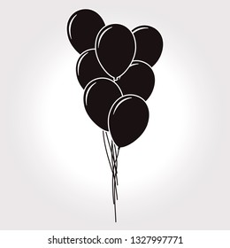 Set of flat design round vector kids black balloons.