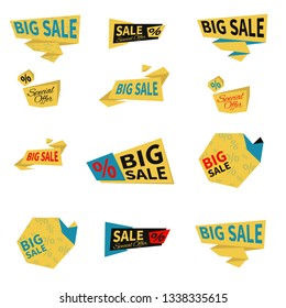 Set of flat design sale stickers. Vector illustrations for online shopping, product promotions, website and mobile website badges, ads, print material.