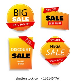 Set of flat design sale stickers. Sale banner collection, discount tag, special offer.  Price element