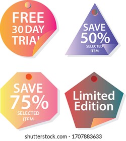 Set of flat design sale stickers. Vector illustrations for online shopping.