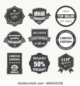 Set of flat design sale stickers. Vector illustrations for online shopping, product promotions, website and mobile website badges, ads, print material.