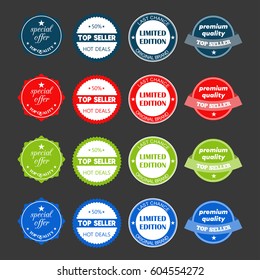 Set of flat design sale stickers. Vector illustrations for online shopping, product promotions, website and mobile website badges, ads, print material.