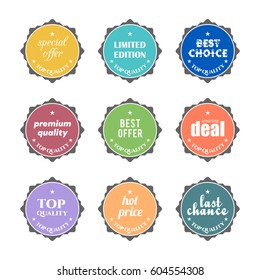 Set of flat design sale stickers. Vector illustrations for online shopping, product promotions, website and mobile website badges, ads, print material.