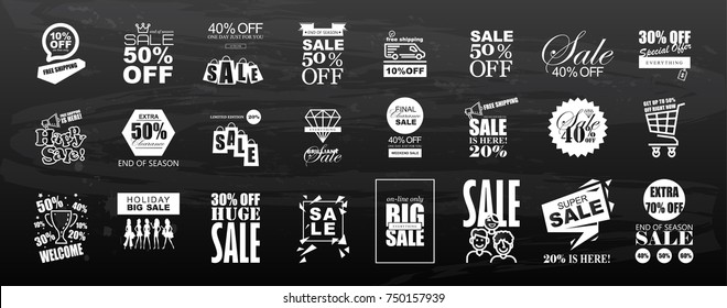 Set of Flat Design Sale Stickers Templates. 
Trendy style for product promotions, 
website and mobile website badges, ads, prints.
Design for Sale, Clearance, on-line shopping for fashion.  Vector
