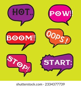 Conjunto de stickers de redes sociales de diseño plano. Isolación de ilustraciones vectoriales para comunicación en línea, redes sociales, diseño web, mensaje móvil, chat, material de marketing.