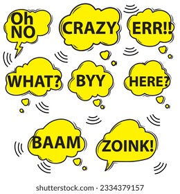 Conjunto de stickers de redes sociales de diseño plano. Isolación de ilustraciones vectoriales para comunicación en línea, redes sociales, diseño web, mensaje móvil, chat, material de marketing.