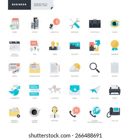 Set of flat design style business icons