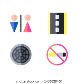 Set of flat design style concept icons of public services. such as wc, road, sewer, no smoking.