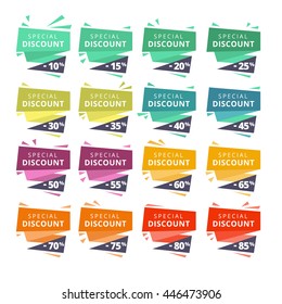 Set of flat design style signs for shopping. Vector illustrations for website and mobile website design, product promotion, sale banner template, ads, coupons, print material.