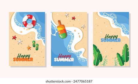 Set flache Design Sommer Karte Illustration