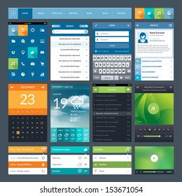 Set Of Flat Design Ui Elements For Mobile App And Web