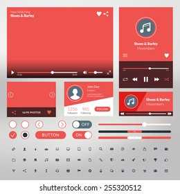 Set of flat design UI elements for website and mobile applications