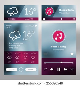 Set of flat design UI elements for website and mobile applications
