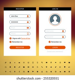 Set of flat design UI elements for website and mobile applications