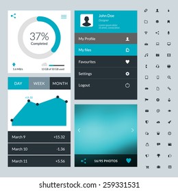 Set of flat design UI elements for website and mobile applications
