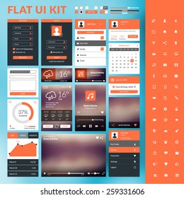 Set of flat design UI elements for website and mobile applications