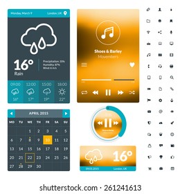 Set of flat design UI elements for website and mobile applications