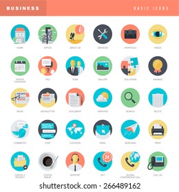 Set of flat design universal icons for business     