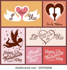 Set of flat design Valentines day greeting cards.