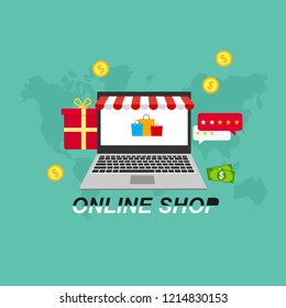 Set of flat design vector illustration concepts of online shopping, mobile marketing and digital marketing.