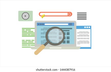 Set of flat design vector illustration concepts for search engine optimization and web analytics elements