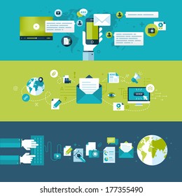 Set of flat design vector illustration concepts for email. Concepts for web banners and printed materials.    