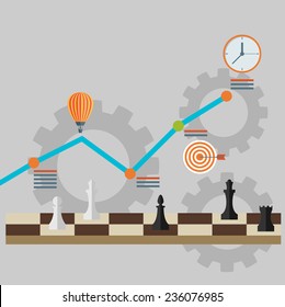 Set of flat design vector illustration concepts for strategy planning, successful business and emerging market