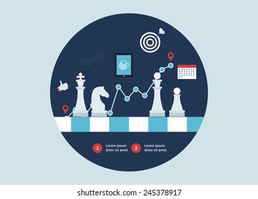 Set of flat design vector illustration concepts for strategy planning, successful business and emerging market