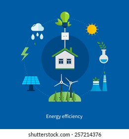 Set of flat design vector illustration concepts for ecology, environment, green energy  and green technology. 