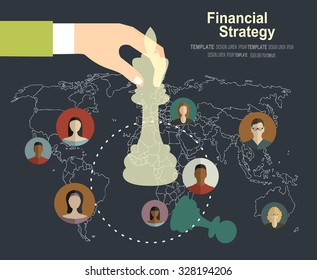 Set of flat design vector illustration concepts for data analysis, strategy planning and successful business