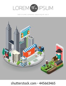 Set of flat design vector illustration concepts for online shopping, Concepts for web banners and printed materials.