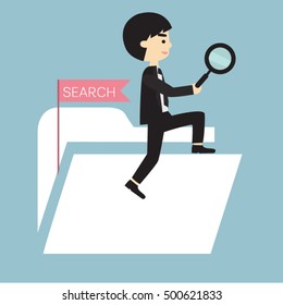 Set of flat design vector illustration concepts for search engine.
