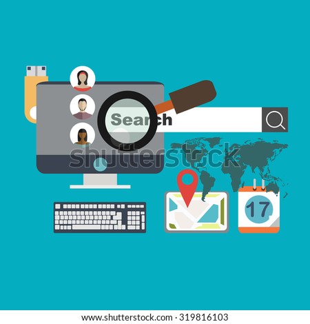 Set of flat design vector illustration concepts for  search engine optimization and web analytics elements. Meet new people and find new friends. Mobile app.