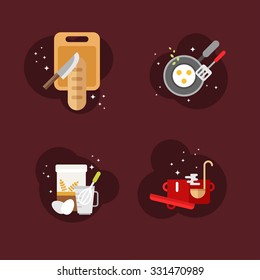 Set of Flat Design Vector Illustrations with Kitchen Appliances and Objects. Bread. Vector Illustration in Flat Design Style for Web Banners or Promotional Materials
