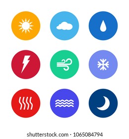 Set of flat design weather icons isolated on white