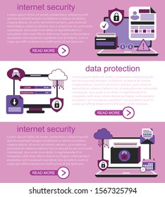 Set of flat design web banners for data protection - Illustration