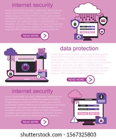 Set of flat design web banners for data protection - Illustration