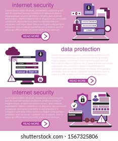 Set of flat design web banners for data protection - Illustration