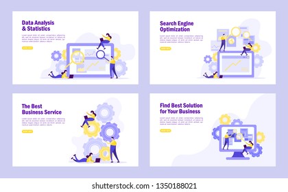 Set of flat design web page templates banner  of data analysis solution or search engine, graphic and web design, SEO, . Modern vector illustration concepts for website and mobile website development.