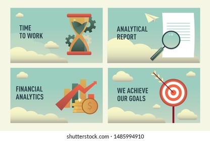 Set of flat design web page templates of finance, business success, investment, big target . Modern vector illustration concepts for web page, banner, presentation.