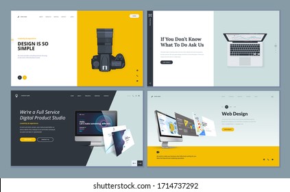 Set of flat design web page templates of web design and development, business app, consulting, photo gallery. Modern vector illustration concepts for website and mobile website development. 