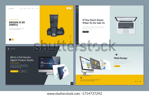Set\
of flat design web page templates of web design and development,\
business app, consulting, photo gallery. Modern vector illustration\
concepts for website and mobile website development.\
