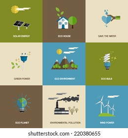 Set of flat designed ecology icons.Vector