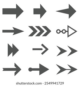 set of flat direction arrows pack of Arrows set icons arrow symbols and arrow sign vector collection arrow cursor modern simple arrows play button.